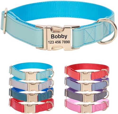 Microfiber Leather Nylon Personalized Dog Collars with Name