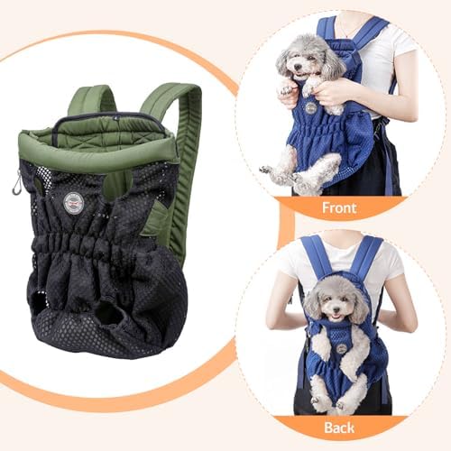 Dog Backpack Carrier Small Dog Backpack, Pet Dog Front Backpack Legs Out Dog Chest Carrier for Small Dogs, Cat Backpack Carrier Dogs Travel Back Pack Hands-Free Hiking Bike Motorcycle (Size:11–19 lbs)