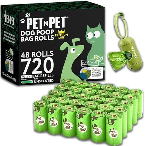 Pet N Pet Dog Poop Bags Rolls, 720 Count, Unscented, with Dispenser Thick