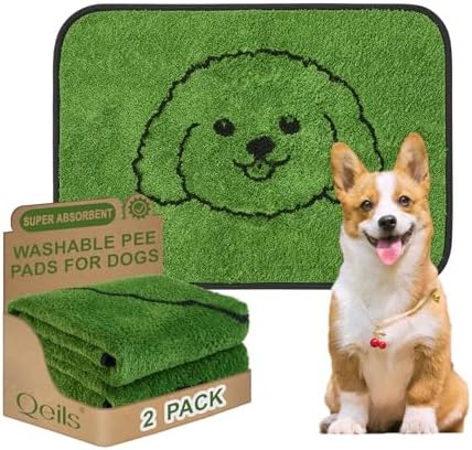 Qeils Reusable Puppy Pads , Washable Pee Pads for Dogs 18" x 24" 2 Pack