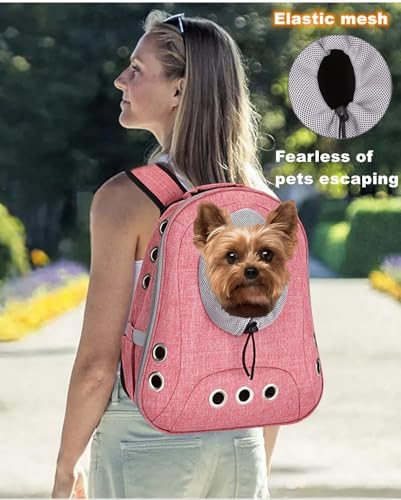 Small Dog Cat Chest Backpack Carrier,Large Space Ventilated Front Facing Backpack Carrier for Puppy,Lightweight Doggy Backpack for Hiking,Camping,Travel,Outdoor,Max 12 lbs(Pink)