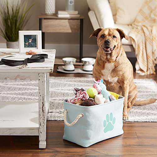 Bone Dry Pet Storage Collection Collapsible Bin, Small Rectangle, Aqua