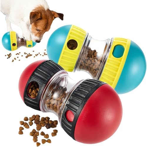 Silipull 2 Pcs Dog Interactive Puzzle Toys Dog Toy Treat Dispenser Rolling Adjustable Food Dispensing Treat Puppy Feeder Slow Feeding for Training Large Medium Chewers Breed Pet Gift Keep Busy
