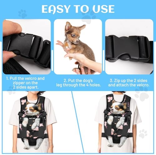 Petmolico Pet Dog Carrier Backpack, Adjustable Dog Legs-Out Front Backpack, Hands-Free Cat Pup Front Carrier Travel Bag, Easy-fit for Traveling Hiking for Small Medium Dogs, XL, Pink Rose