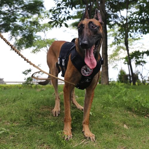ICEFANG No Pull Tactical Dog Harness for Large Dogs,Adjustable Dog Vest