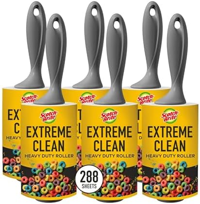 Scotch-Brite 50% Stickier Lint Roller, 288 Sheets Total, 6 Pack