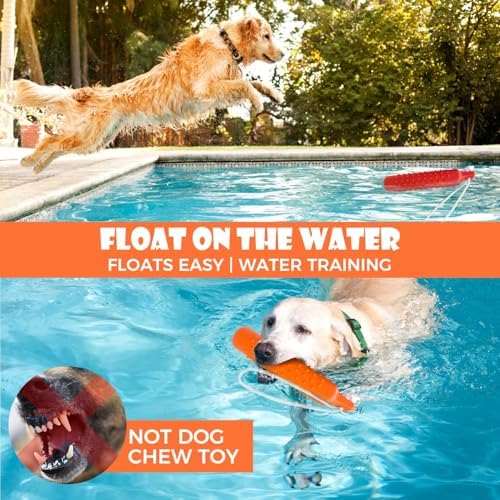 BINGPET Dog Float Bumper Toy 2 Pack,10.8" Lightweight Bumper for Water Fetch Outdoor,Floating Dog Water Toys for Medium Large Dogs,Fetch Rope Pet Toy Dock Diving Retrieving Dummy for Pool/Beach/Lake