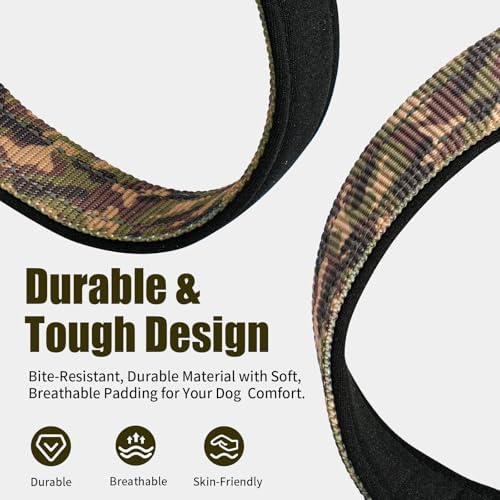 Kazazoo Medium Dog Collar, Reflective Nylon Collar,No Pull,Soft Neoprene Breathable & Quick Release Buckle Dog Collars for Bulldog,Husky,Border Collie camo-M