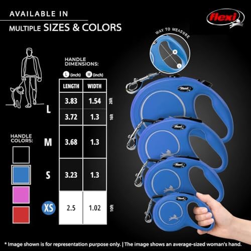 FLEXI® Classic XS Tape Retractable Dog Leash, 3-Finger Grip, 10 ft - Blue