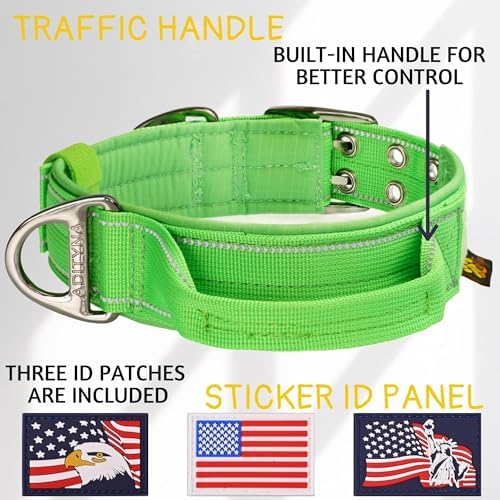 ADITYNA Heavy Duty Dog Collar for Extra-Large Dogs with Traffic Handle