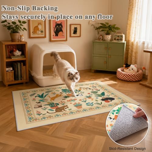 Bienbee Cat Litter Mat, 2 Pack 33" x 22" Machine Washable for Litter Boxes