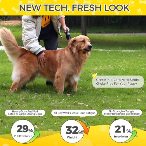 16 ft Retractable Dog Leash, Transparent Design, Up to 110 lbs