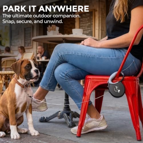 Snap Retractable Dog Leash with Built-in Clip - for Medium and Large Dogs (25+ lbs), Hands-Free Connection, Reflective 16-ft Tape, Brake and Lock, Tangle-Free