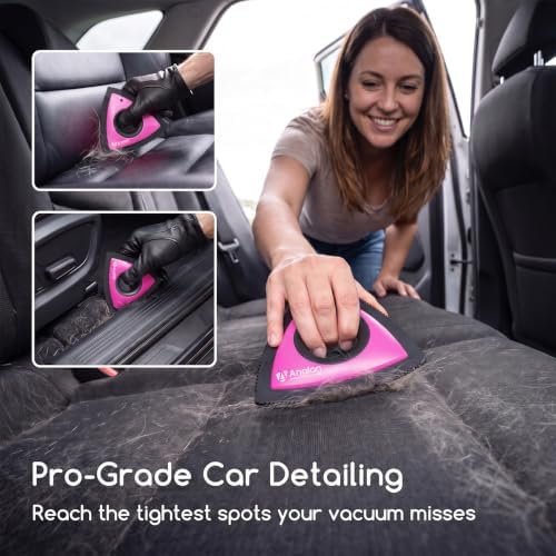 Analan Mini Pet Hair Remover for Car Detailing Dog Hair Tool Brush(Pink)