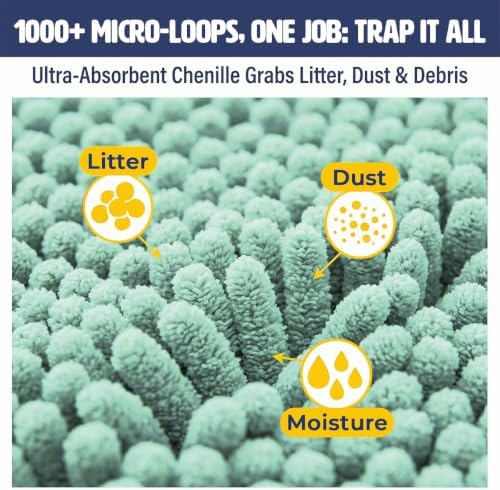 Muddy Mat® | Large Cat Litter Mat 36"x60", Litter Trapping Mat, Super Absorbent Scatter Control, Soft on Paws, Slip Resistant Washable Litter Mat, Traps Litter, Protects Floors, Seafoam Green