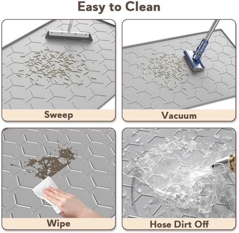 Garoopion Silicone Cat Litter Mat 34×22 inch, Easy to Clean, Gray