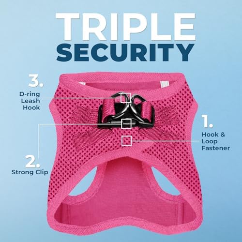 Best Pet Supplies Voyager Step-in Air All Weather Mesh Harness and Reflective Dog 5ft Leash Combo with Neoprene Handle, for Small, Medium and Large Breed Puppies - Fuchsia, X-Small