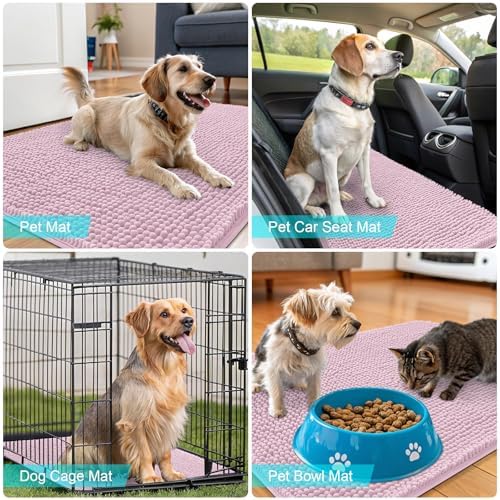OLANLY Dog Door Mat for Muddy Paws 45x27, Super Absorbent Chenille Mud Mat