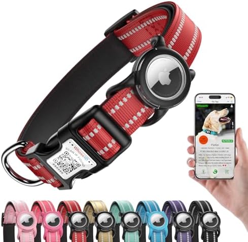 Airtag Dog Collar for Small Dogs, Reflective Dog Collar with Airtag Holder