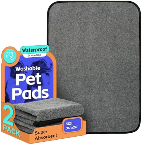 Washable Pee Pads for Dogs, Extra Large Reusable Dog Pee Pad, Waterproof Pet Mat, Dog Playpen Mats for Puppy Training Whelping Playpen Pads, Brown, 36x24 inch