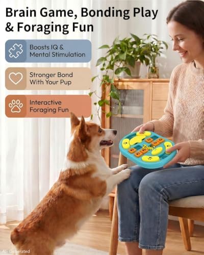 Dog Puzzle Toy, Interactive Enrichment Treat Food Puzzles, Blue