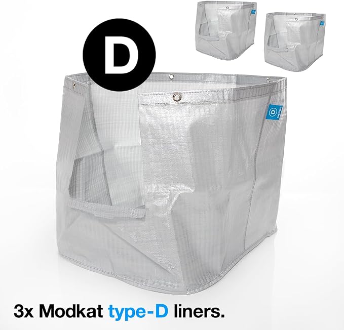 Modkat Cat Litter Box Liners (3-Pack) - Liner Type D -Durable, Tear & Leak Resistant, Secure Fit, Easy to Clean, Unscented