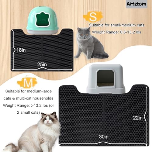 Cat Litter Mat,30x22in Cat Litter Trapping Mat for Litter Box With Double Layers,Non Slip Waterproof Urine Proof Litter Catcher Mat,Scatter Control Kitty Litter Rug Cat Supplies,Black