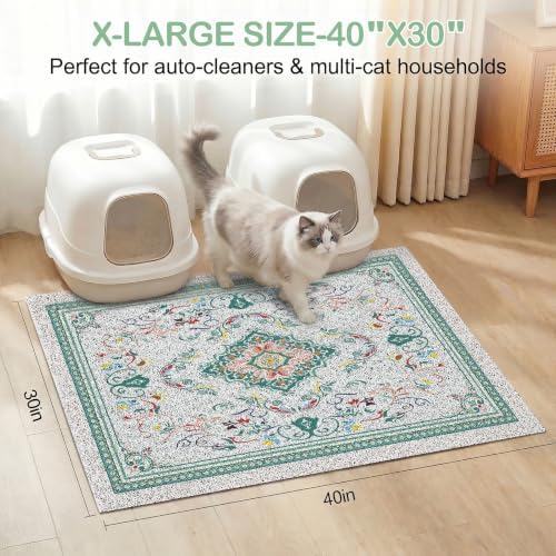 Glittme Cat Litter Mat, 40"x30" Non-Slip Washable Trapping Mat for Cats