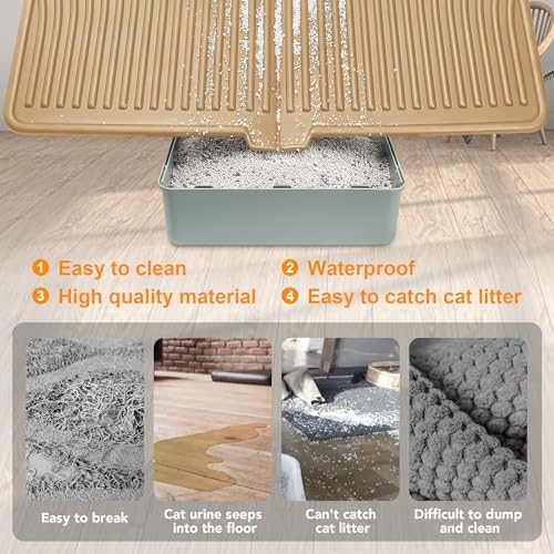 UPSKY Large Cat Litter Mat 31" x 24 Waterproof and Washable, Soft on Paws