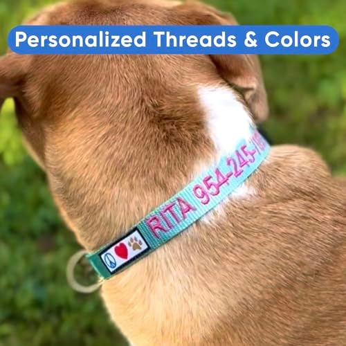 Pawtitas Personalized Dog Collar - Embroidered with Name & Phone Number - Adjustable for Small Dogs & Puppies - Red