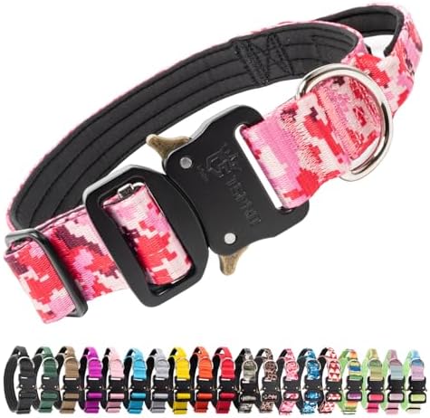 TSPRO Tactical Dog Collar, Heavy Duty Quick Release Metal Buckle and Handle