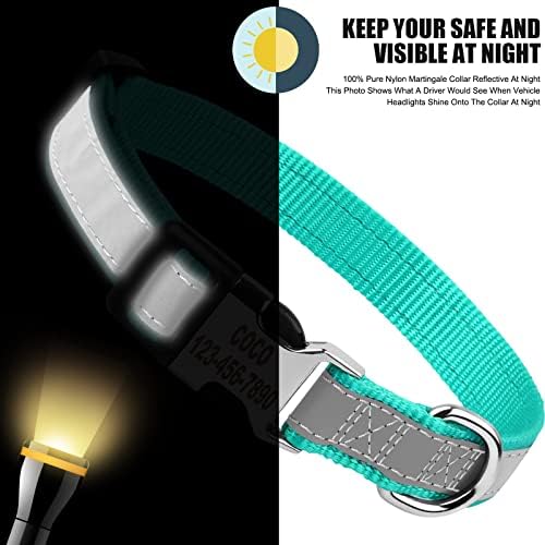 Reflective Personalized Dog Collar - Custom Engraved with Pet Name and Phone Number for Boy and Girl Dogs, 4 Adjustable Sizes, XSmall,Small, Medium and Large