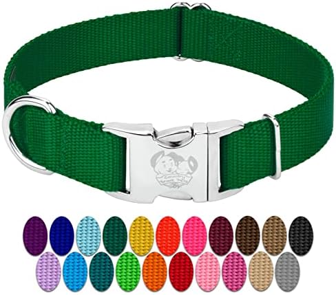 Country Brook Petz - Premium Nylon Dog Collar with Metal Buckle for Small Medium Large Breeds - 30+ Colors (Extra Large, 1 Inch, Christmas Green)