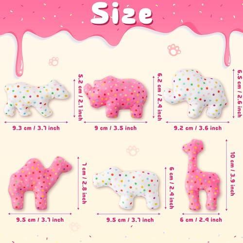 MALLMALL6 6Pcs Frosted Animal Cookie Catnip Crinkle Paper Sound Toys Gift for Cat, Catmint Teething Chew Kick Interactive Toy for Indoor Cats, Soft Candy Pet Presents Supplies for Kitten Lover