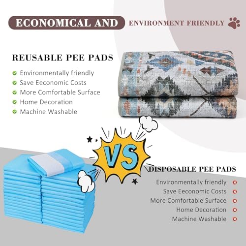 Washable Pee Pads for Dogs, 2 Pack Reusable Puppy Pads Absorbent Training Pads for Dogs Waterproof Dog Mat Non-Slip Whelping Pet Mat (Light Brown, 24“×18”-2Pack)