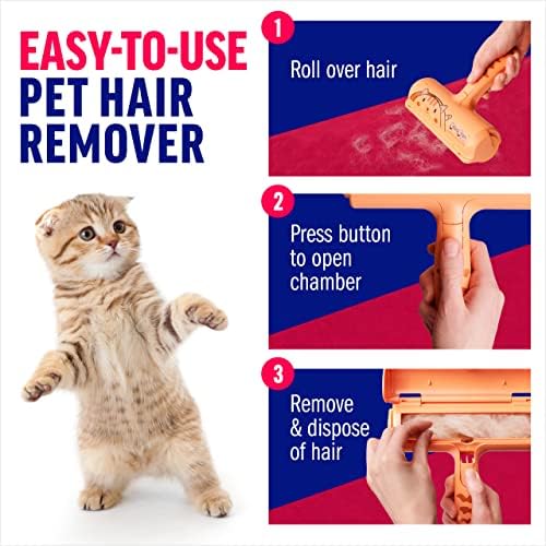 ChomChom Roller Pet Hair Remover – Original Size Reusable Lint Roller for Cat & Dog Hair on Furniture, Couch, Carpet, Car, Rugs & Bedding – Portable, Eco-Friendly (Cat)