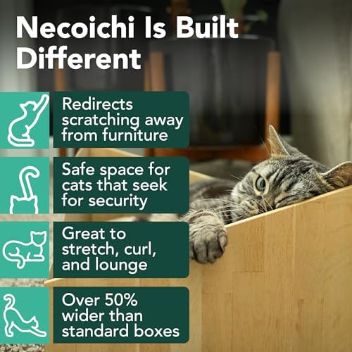Hideaway Cat Scratcher Box for Indoor Cats - Cat Scratching Board, Horizontal Cat Scratch Pad Lounger with Reversible Usability and Extra Comfort for Lounge(Oak)