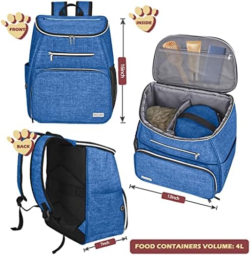 BAGLHER丨Dog Travel Bag Backpack, Airline Approved Pet Supplies Backpack, Dog Travel Bag with 2 Silicone Collapsible Bowls and 2 Food Baskets Blue