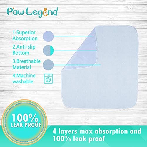 Paw Legend Washable Reusable Dog Pee Pads Super Absorbent (2 Pack) - Washable Reusable Puppy Training Pads | Quality Travel Pee Pads for Dogs | Absorbent and Odor Controlling