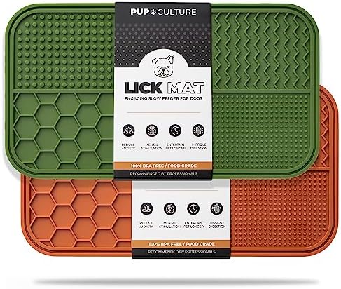 Pup Culture Dog Lick Mat for Dogs (2 Pack), Feeding Pad for Anxious Pets Plus 4 Different Puzzles for Mental Stimulation for Dogs - Supports Mental, Dental, and Digestive Health - Heavy Duty