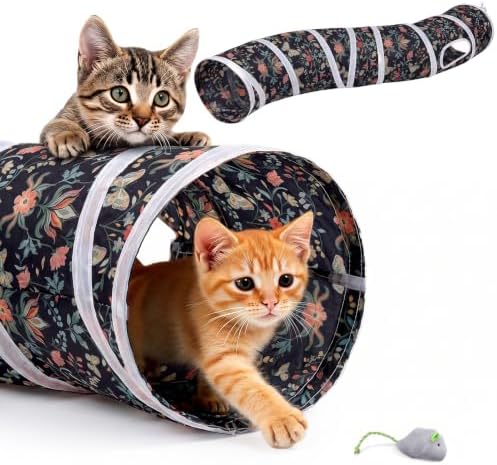 Glittme S-Shape Cat Tunnel, Foldable Cat Tunnels for Indoor Cats