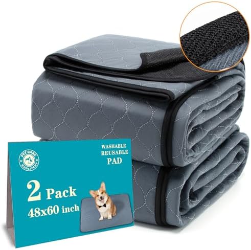 Bunlitent Washable Pee Pads for Dogs, 48x60, 2 Pack, Reusable Puppy Pads
