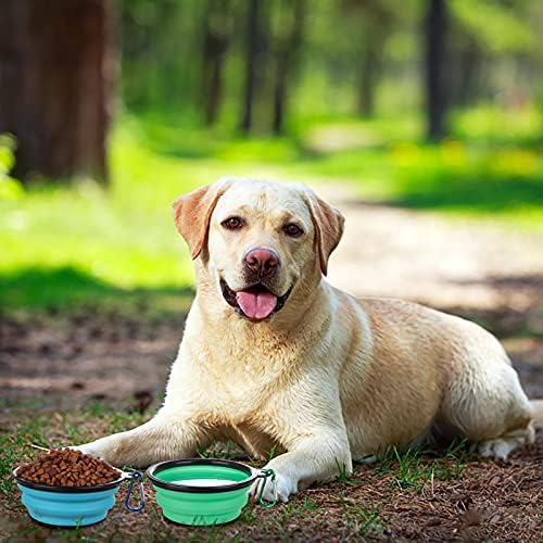 SLSON Dog Bowls Pet Collapsible Bowl with Cover Lids, 2 Pack Travel Bowls
