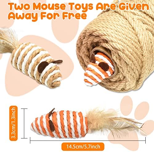 164FT 1/4 Inch Cat Scratching Sisal Rope for Cat Trees & Posts