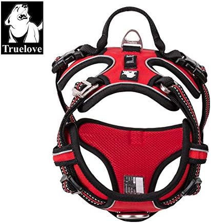WINHYEPET True Love No Pull Dog Harness Extra Reflective Pet Harness for Small Medium Large Dogs Adjustbale for Running Walking Padded Soft Mesh Vest Easy Control TLH56512(Red,L)