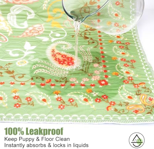 Washable Dog Pee Pads 2-Pack, 31.5" x 31.5" Reusable Puppy Training Pads with Non-Slip Backing, 4-Layer Super Absorbent Whelping Mat for Playpens, Furniture & Crate