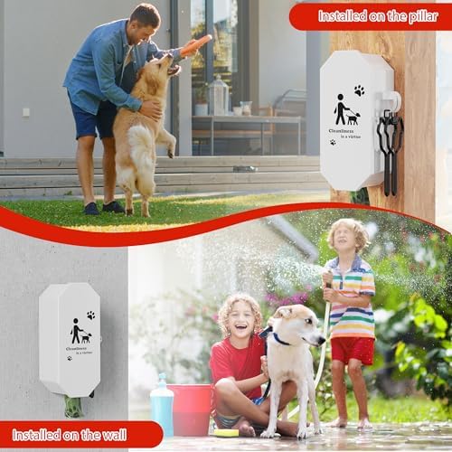 Dog Poop Bag Dispenser Wall Mount with 2Pcs Holders and 8 Rolls of Waste Bag, Metal, Corrosion-resistant, Combination Lock, Dark Gray, Suitable for Outdoor, Indoor, Raising Dogs