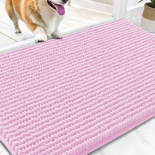 OLANLY Dog Door Mat for Muddy Paws 30x20, Extra Absorbent Chenille Mud Mat