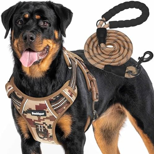 Beebiepet Heavy Duty Tactical Dog Harness for Small Dogs, No Pull Adjustable Pet Harness Reflective Service Training Easy Control Pet Vest Military K9 Working Dog Harnesses-X- Large, Desert Camo