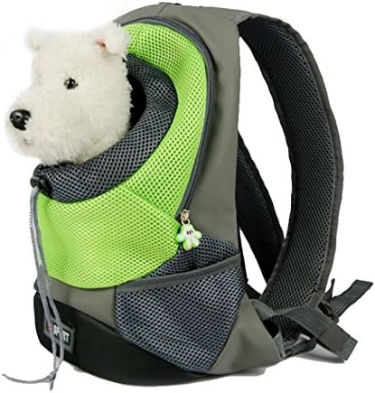 ELEOPTION Portable Outdoor Travel Pet Backpack Carrier Double Shoulder Pet Backpack Carrier for for Carrying Cat and Dog Pet Puppy (Medium, Green)
